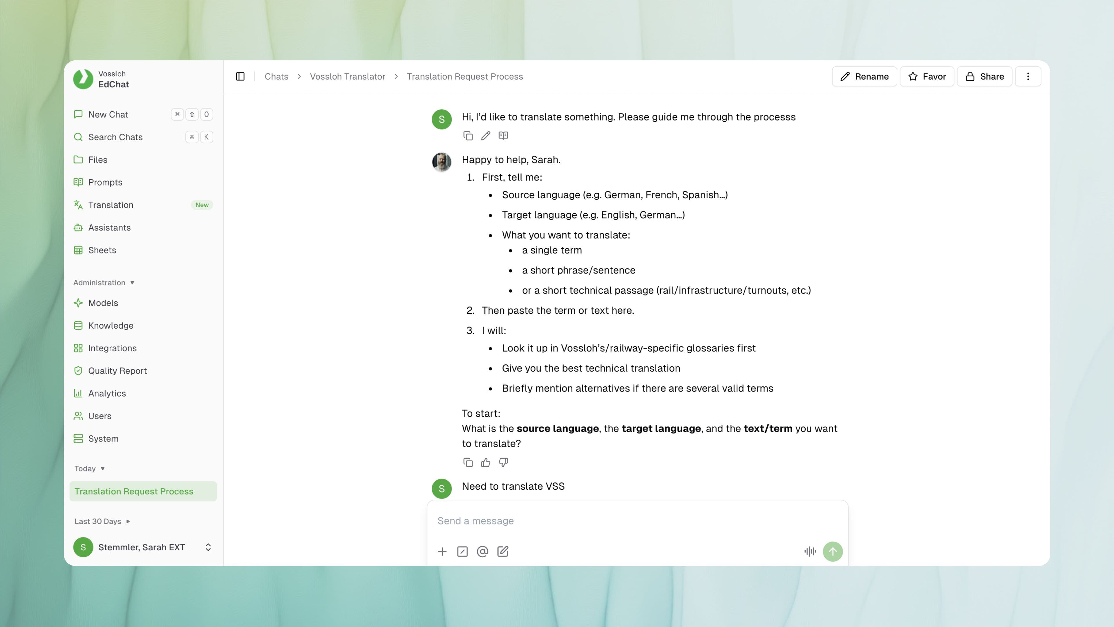 Die Chat-Ansicht im EdChat